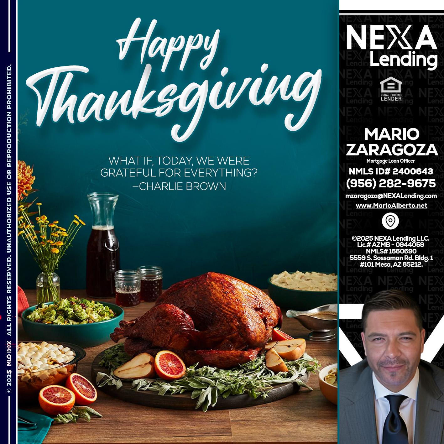 happy Thanksgiving - Mario Zaragoza -Mortgage Loan Officer