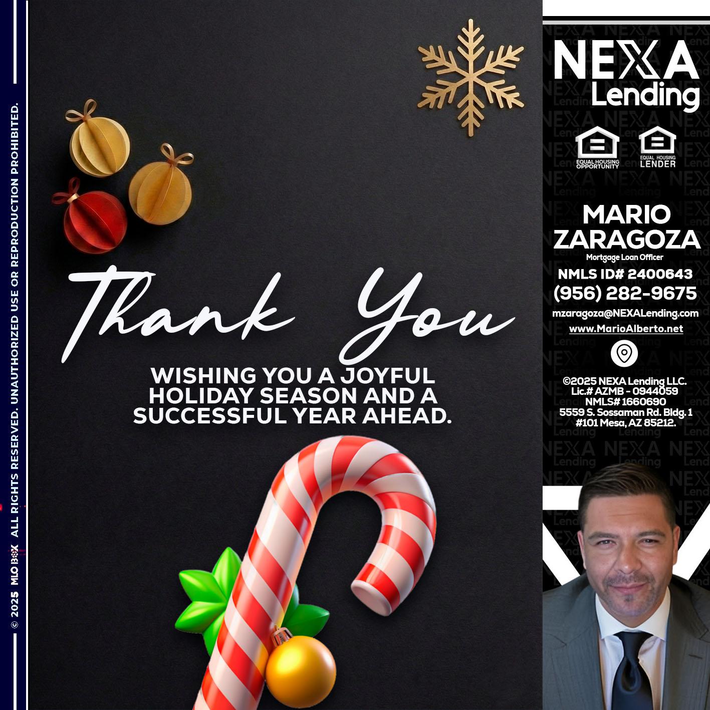 THANK YOU - Mario Zaragoza -Mortgage Loan Officer