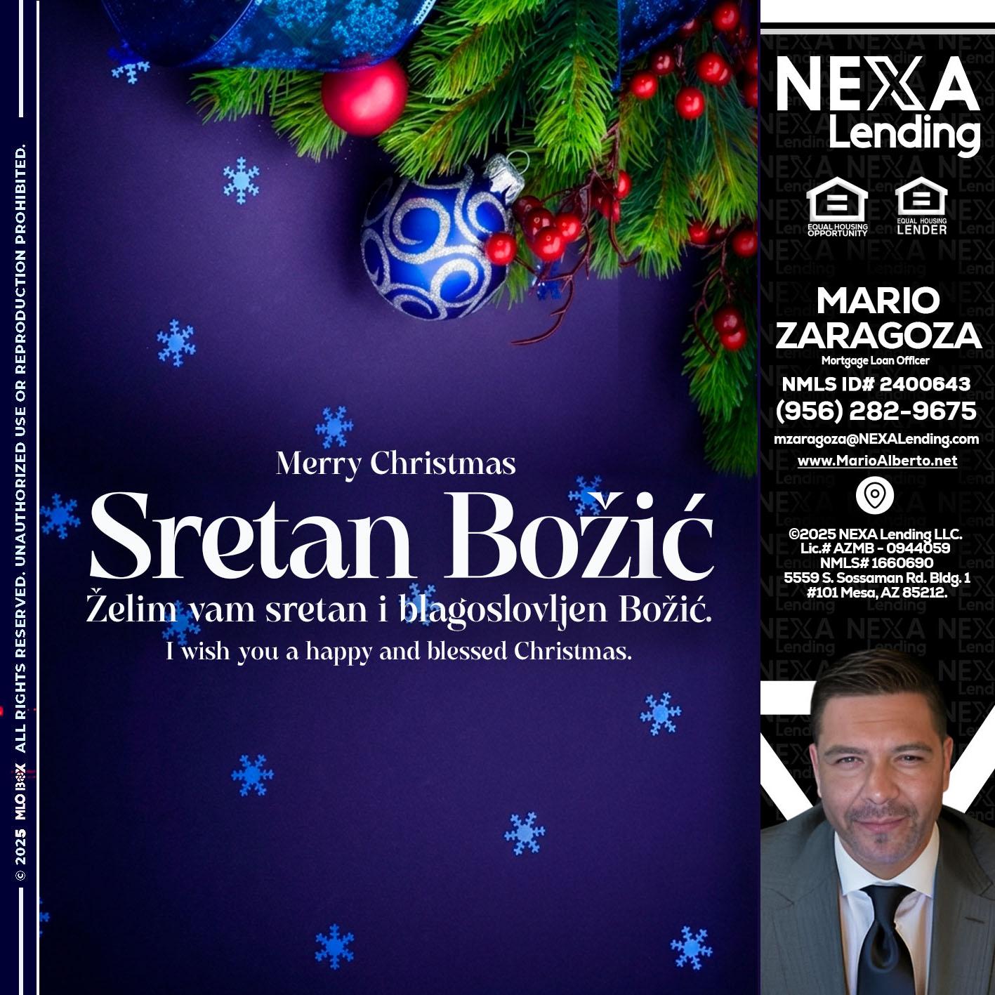 Sretan Božić - Mario Zaragoza -Mortgage Loan Officer
