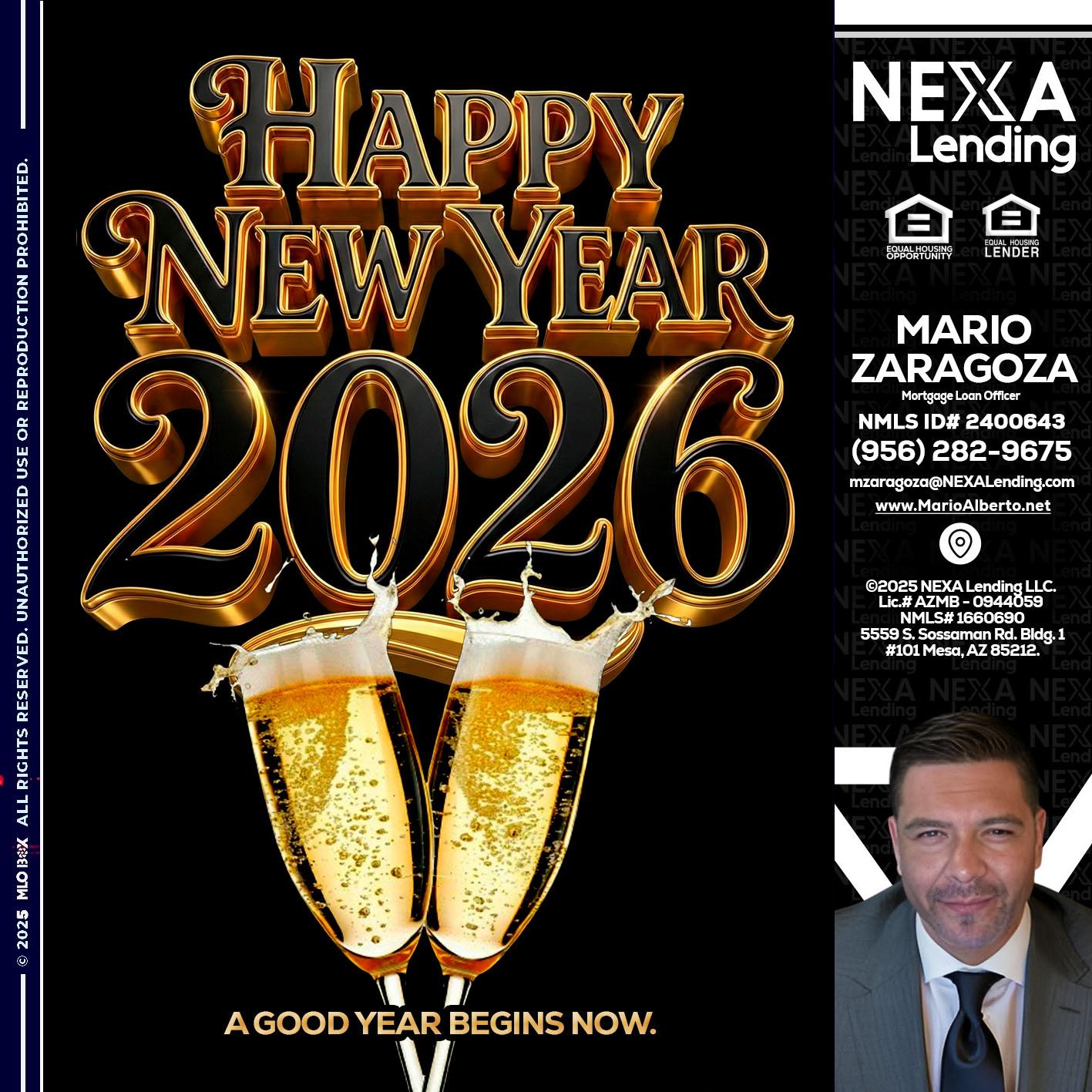 happy new year 2026 - Mario Zaragoza -Mortgage Loan Officer