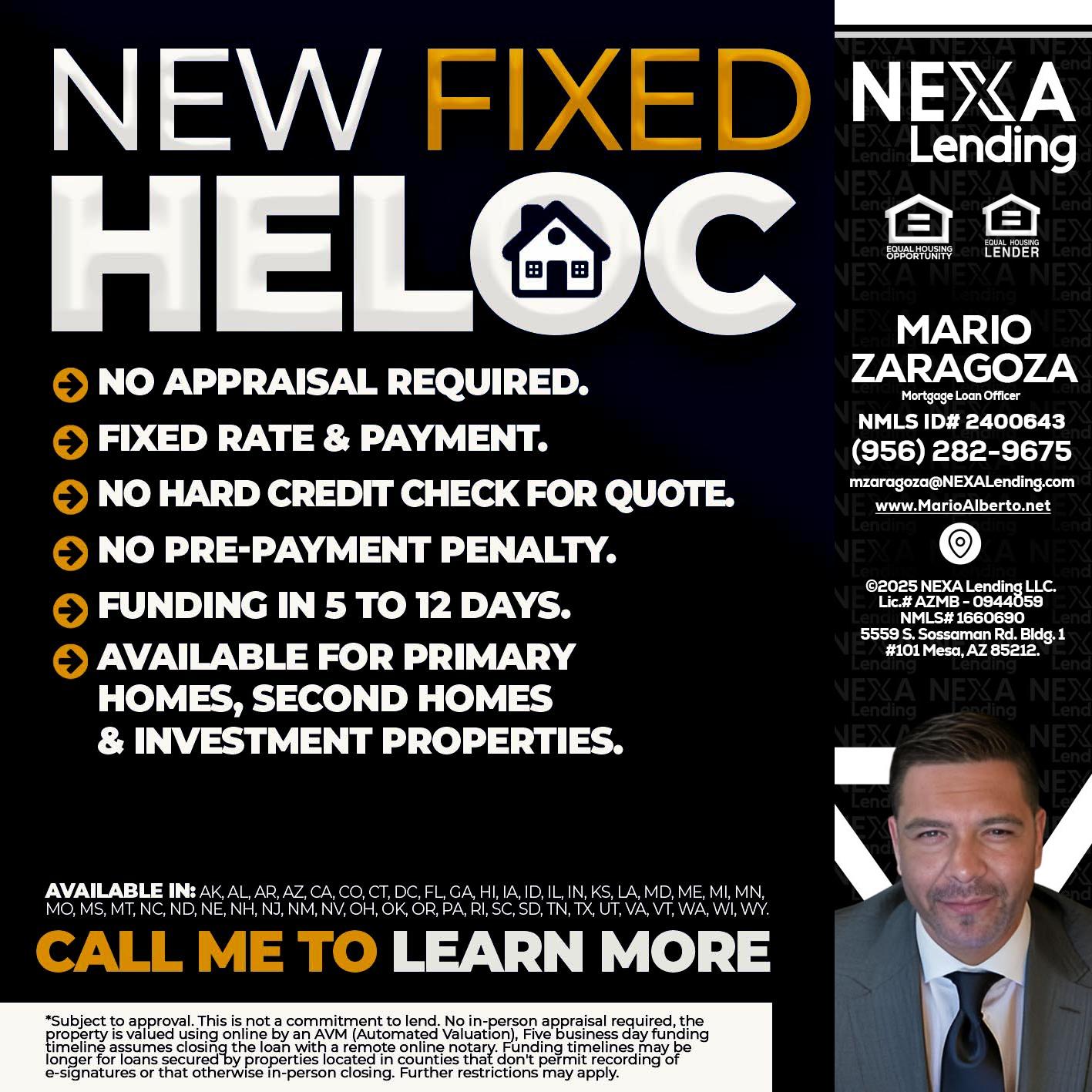 HELOC - Mario Zaragoza -Mortgage Loan Officer