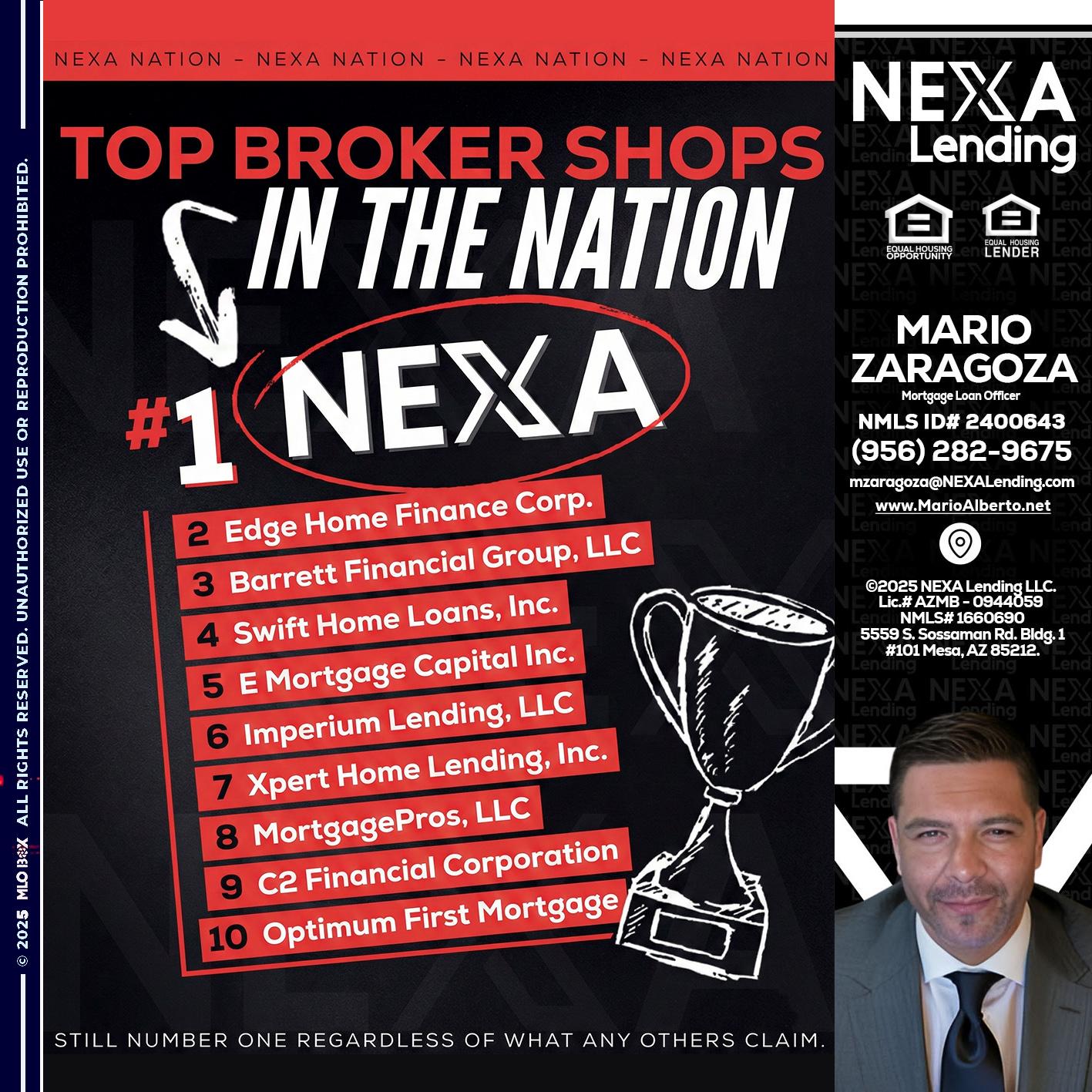 top broker - Mario Zaragoza -Mortgage Loan Officer