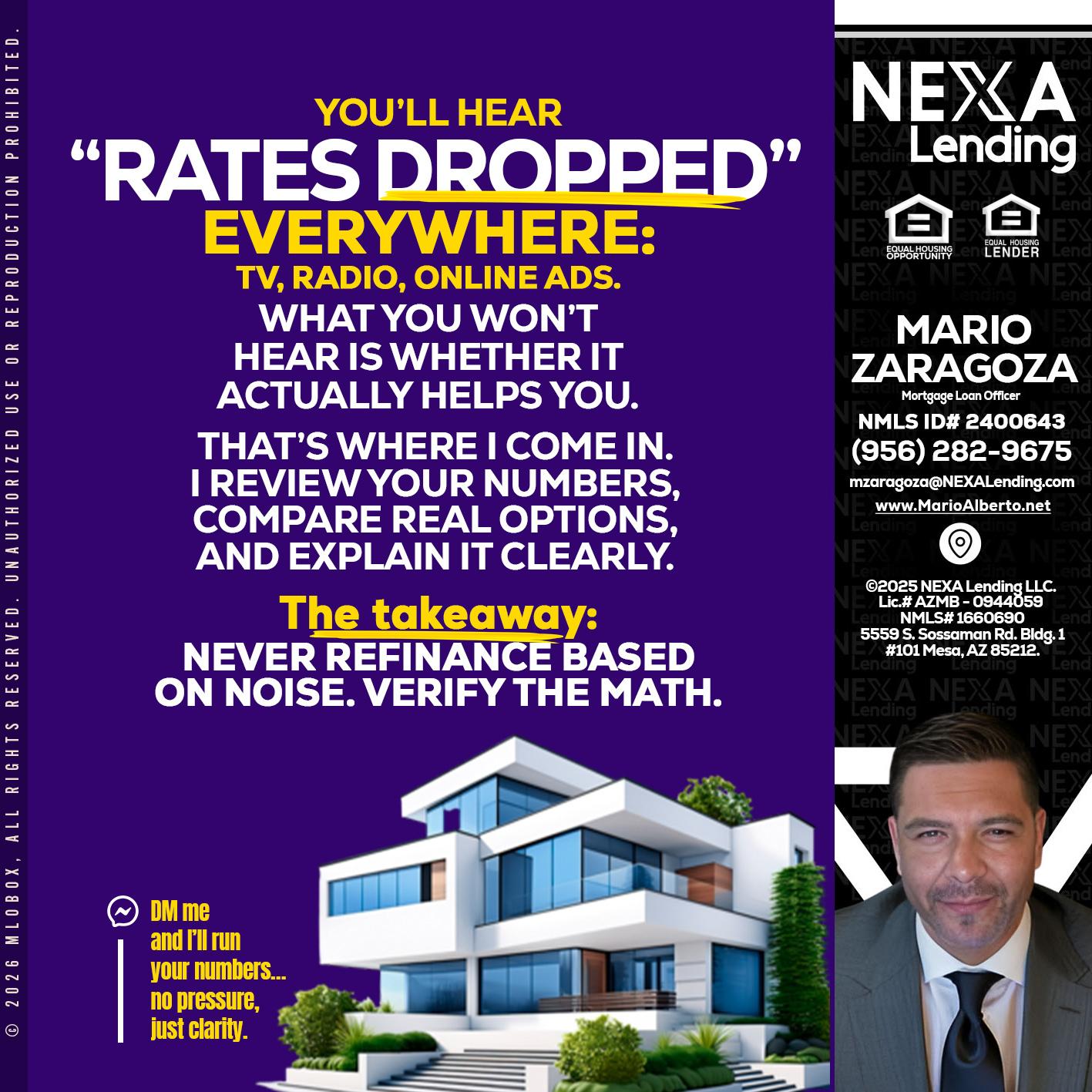 RATES DOPPED - Mario Zaragoza -Mortgage Loan Officer