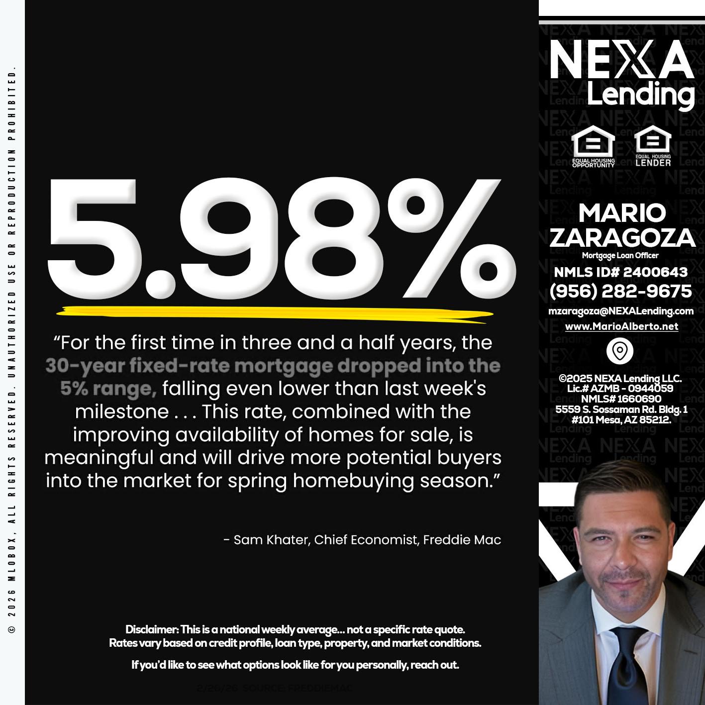 5.98% - Mario Zaragoza -Mortgage Loan Officer