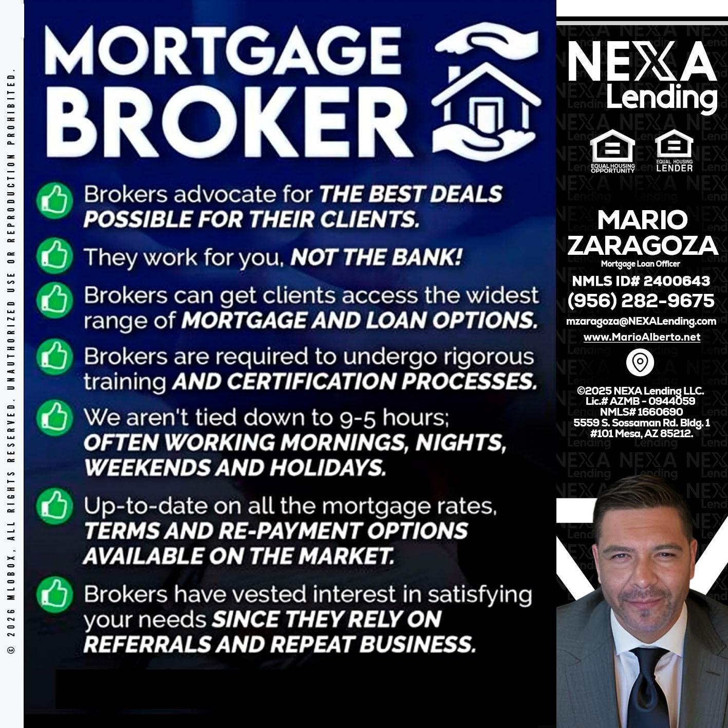 MORTGAGE BROKER - Mario Zaragoza -Mortgage Loan Officer