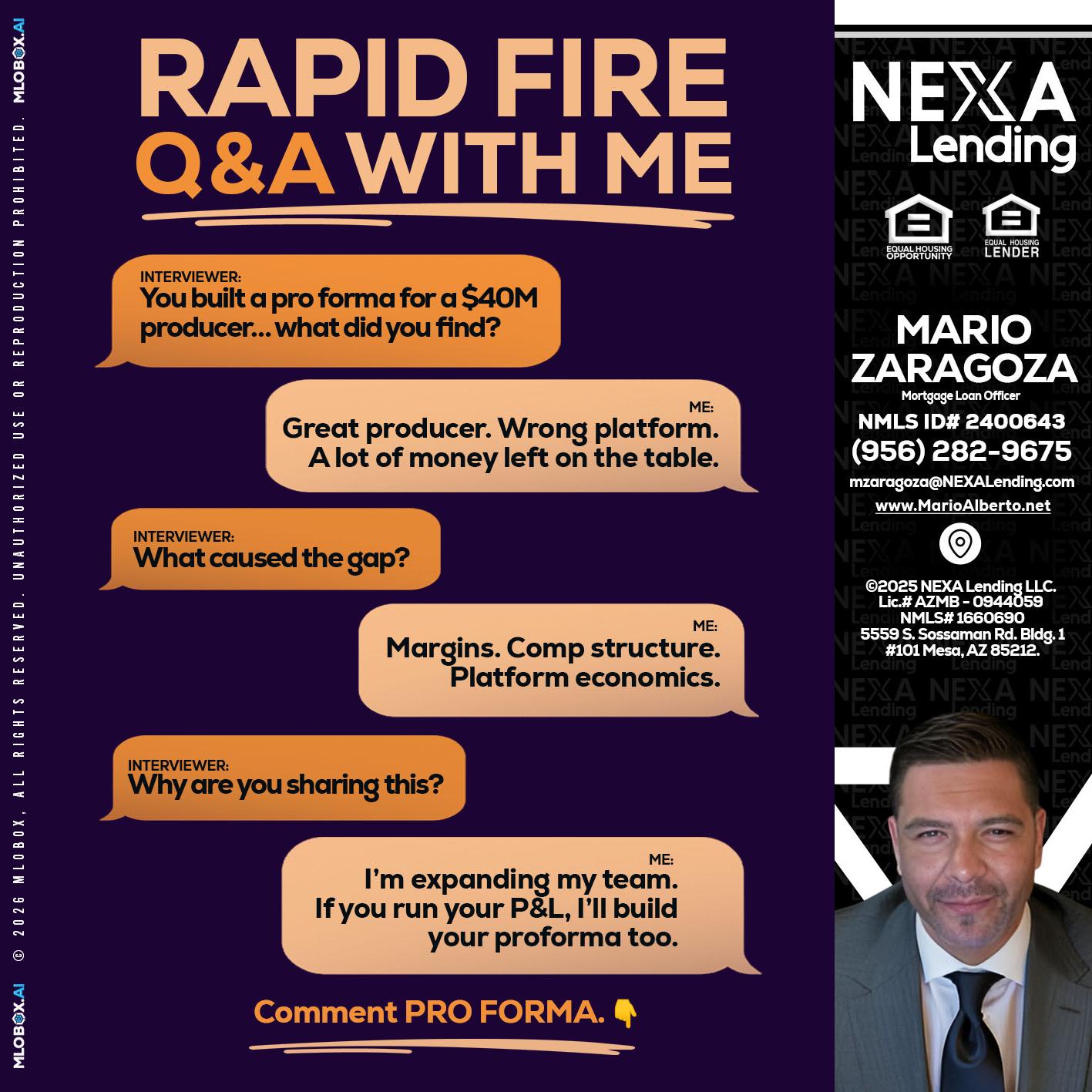 RAPID FIRE - Mario Zaragoza -Mortgage Loan Officer
