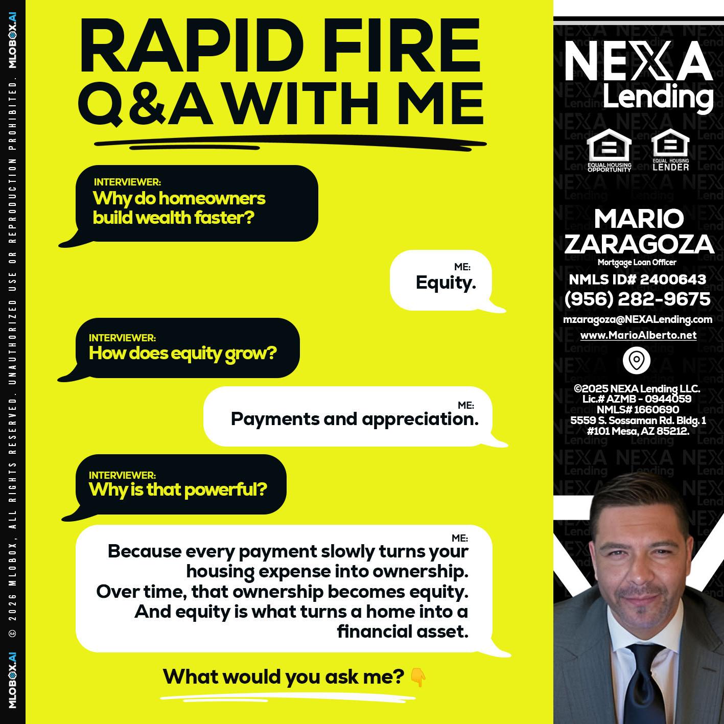 RAPID FIRE Q&A - Mario Zaragoza -Mortgage Loan Officer