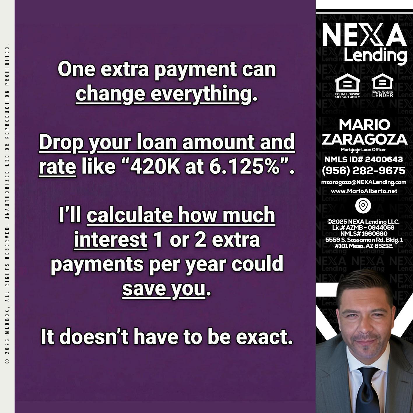 ONE EXTRA - Mario Zaragoza -Mortgage Loan Officer