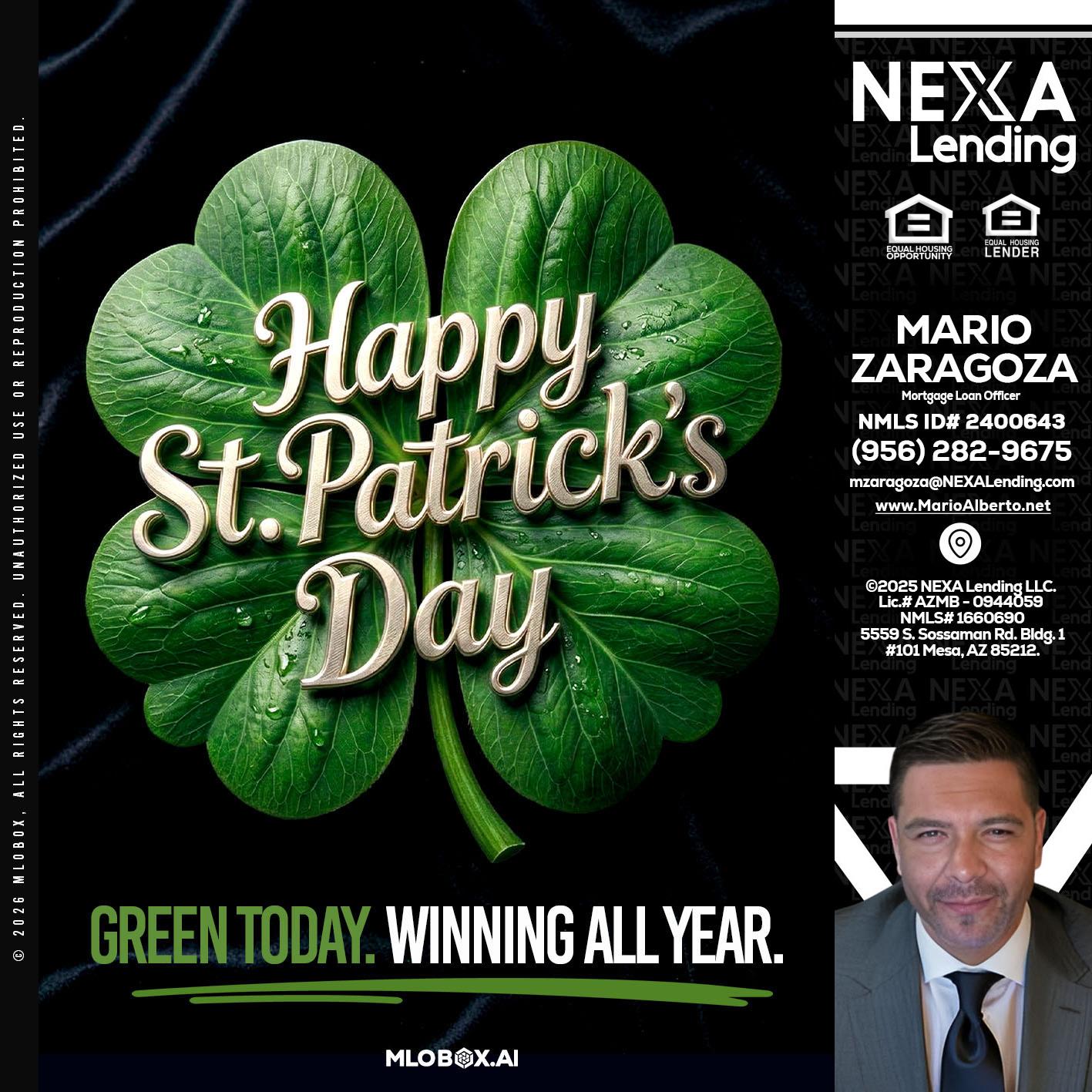 happy st. Patricks day - Mario Zaragoza -Mortgage Loan Officer