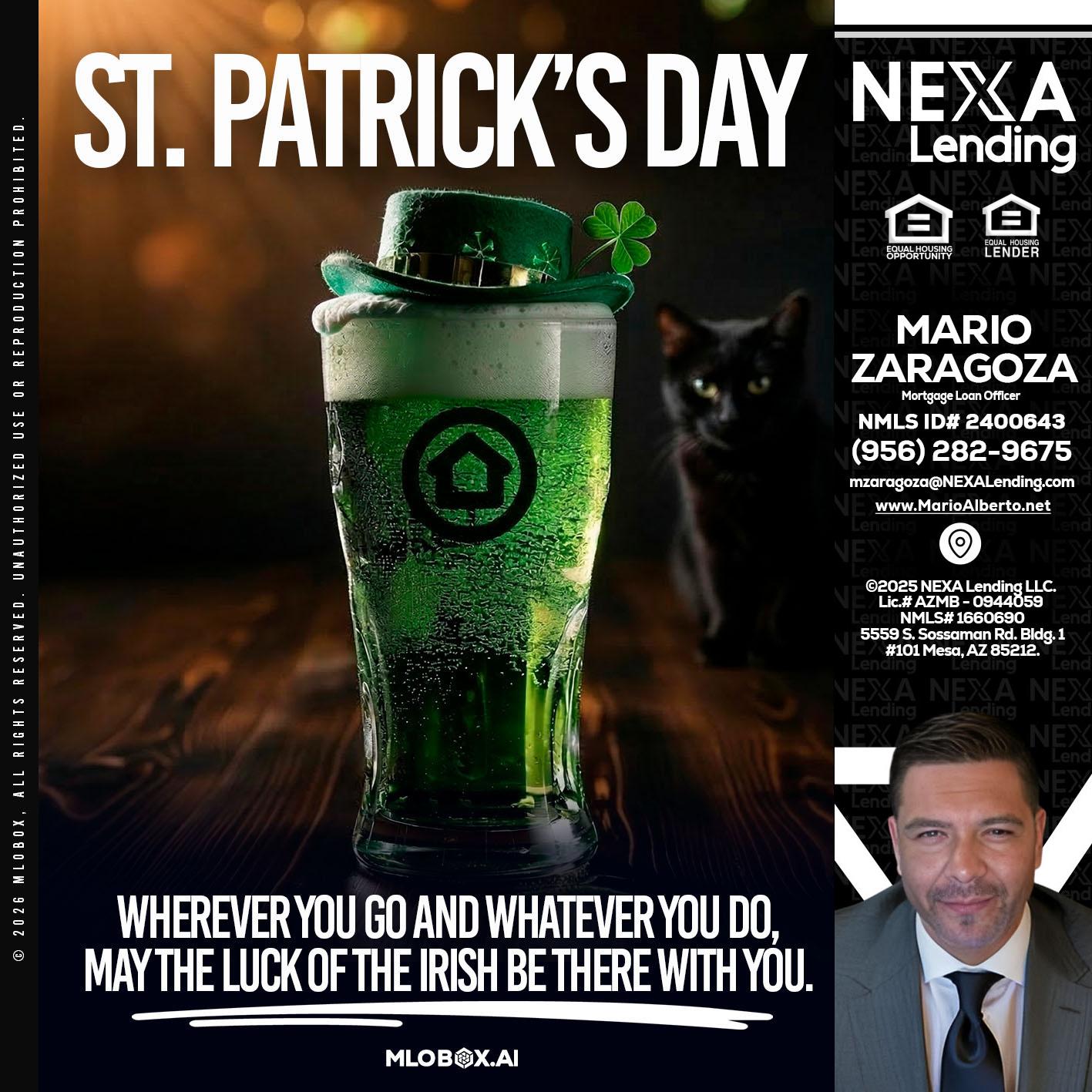 st. Patricks day - Mario Zaragoza -Mortgage Loan Officer