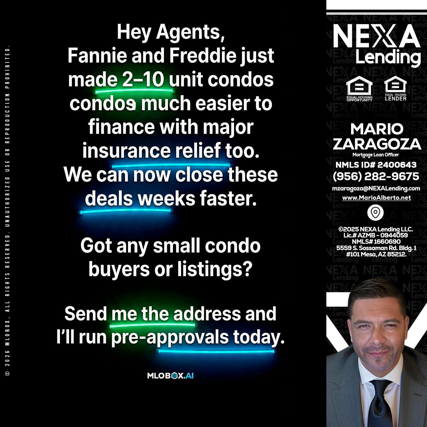 HEY AGENTS - Mario Zaragoza -Mortgage Loan Officer