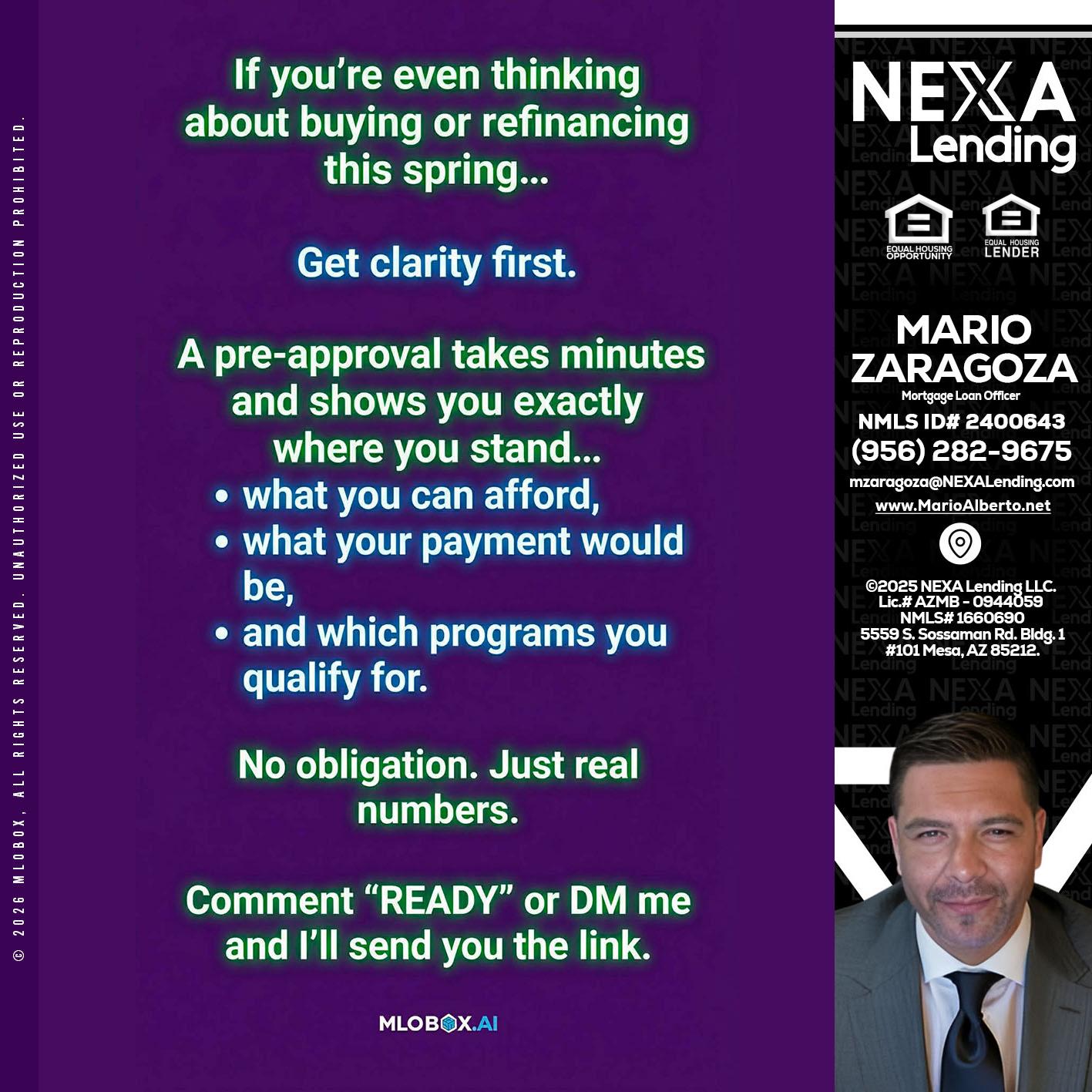 IF YOU THINKING - Mario Zaragoza -Mortgage Loan Officer