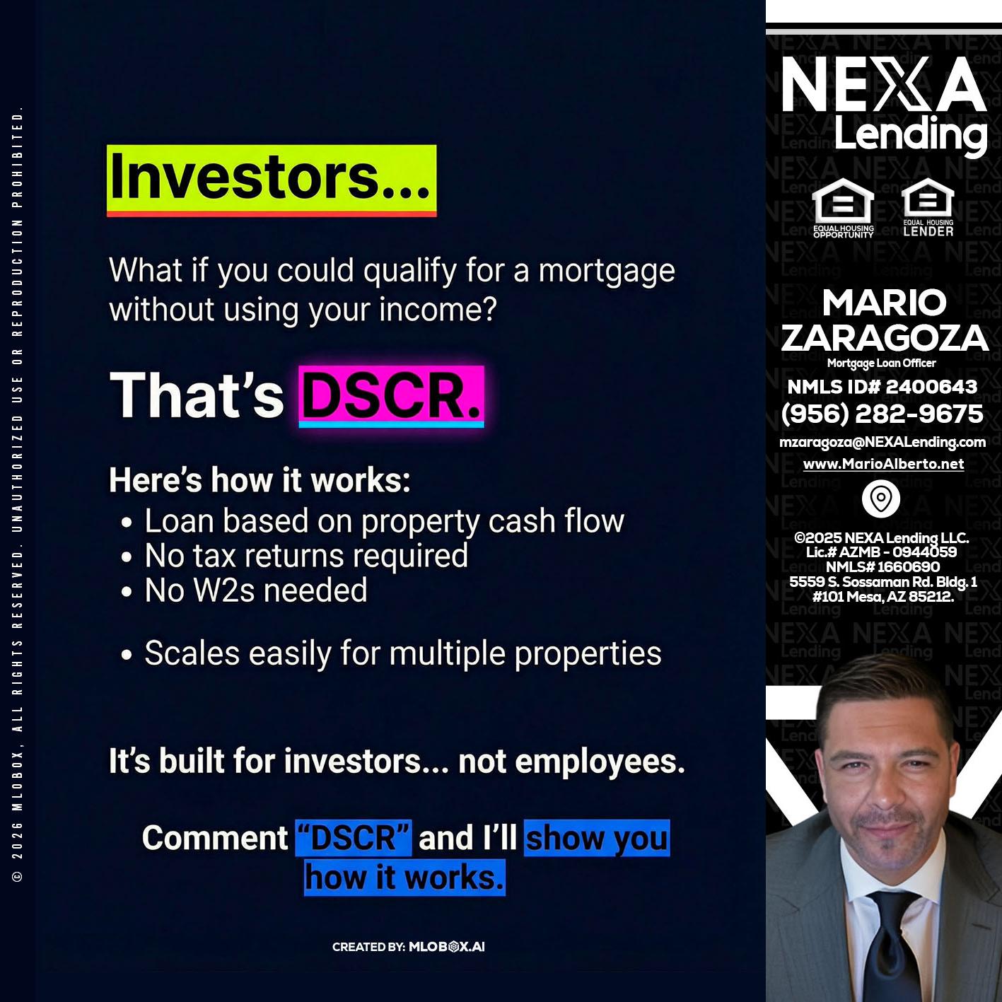 INVESTORS - Mario Zaragoza -Mortgage Loan Officer