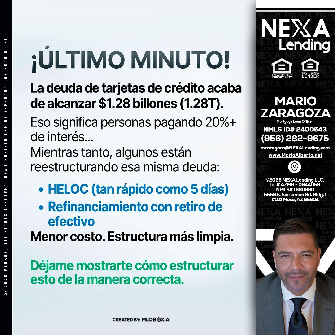 ultimo minuto - Mario Zaragoza -Mortgage Loan Officer