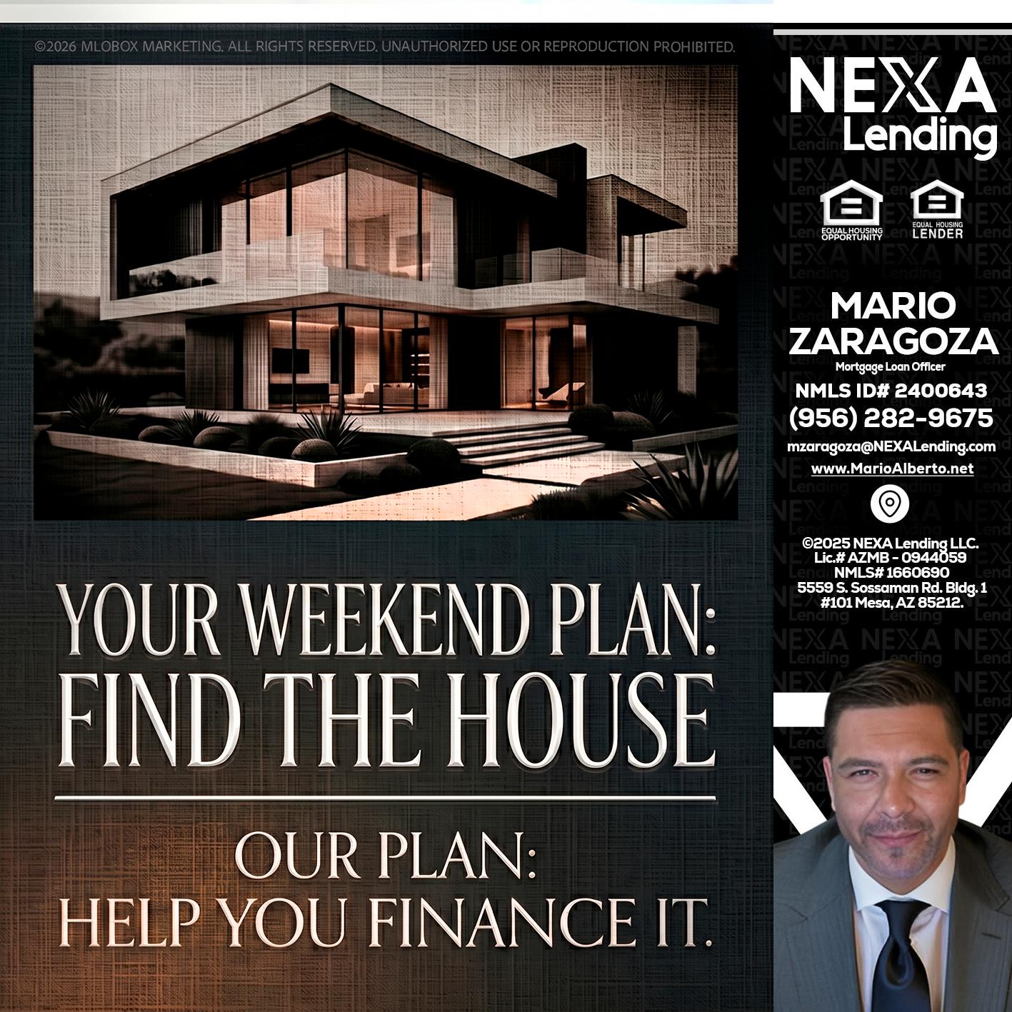 YOUR WEEKEND PLAN - Mario Zaragoza -Mortgage Loan Officer