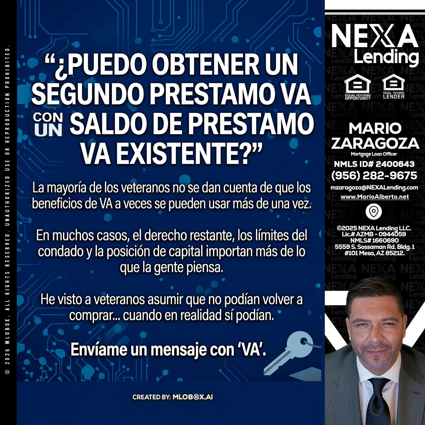 PUEDO OBTENER UN PRESTAMO VA - Mario Zaragoza -Mortgage Loan Officer