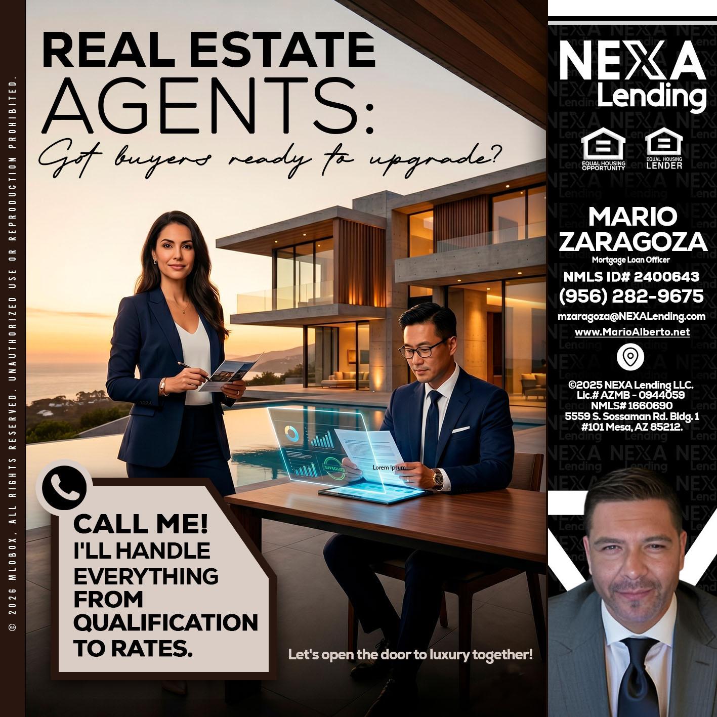REAL ESTATE AGENTS - Mario Zaragoza -Mortgage Loan Officer