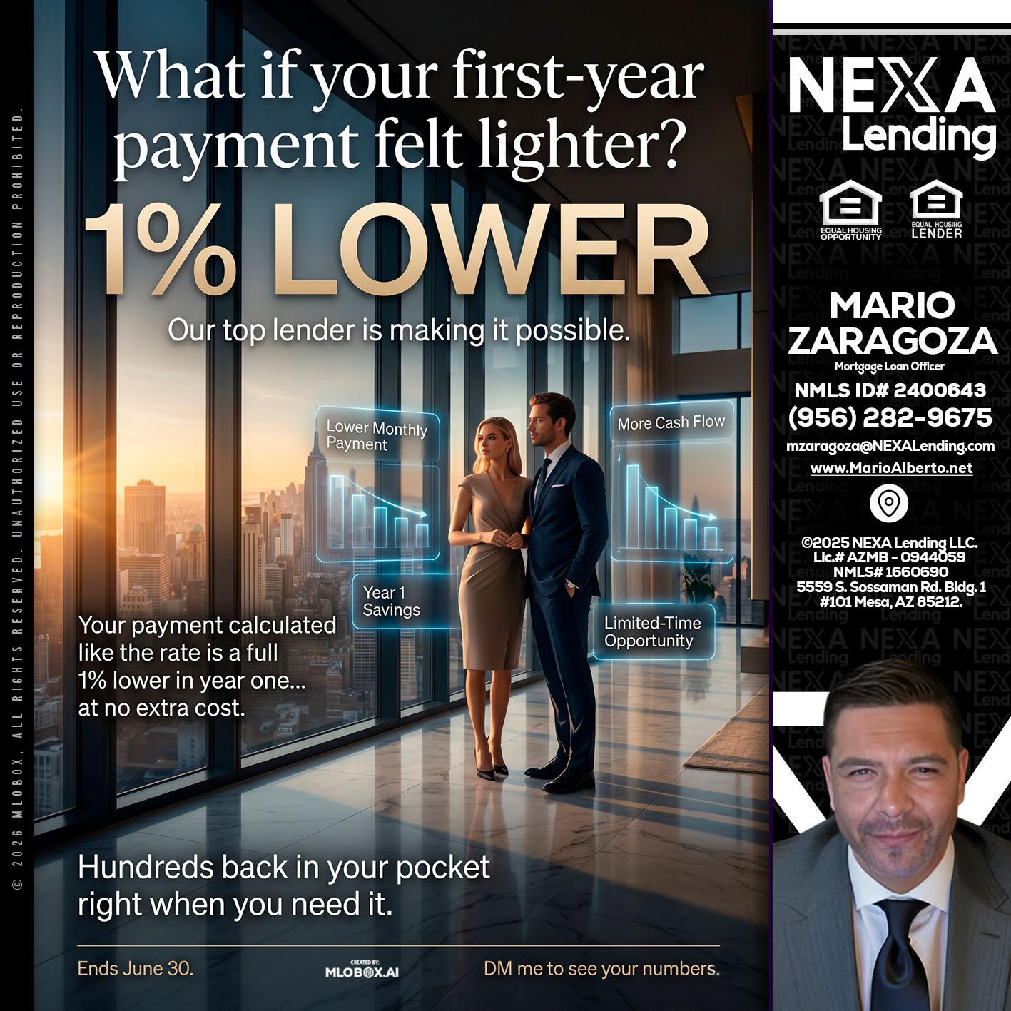 1% LOWER - Mario Zaragoza -Mortgage Loan Officer