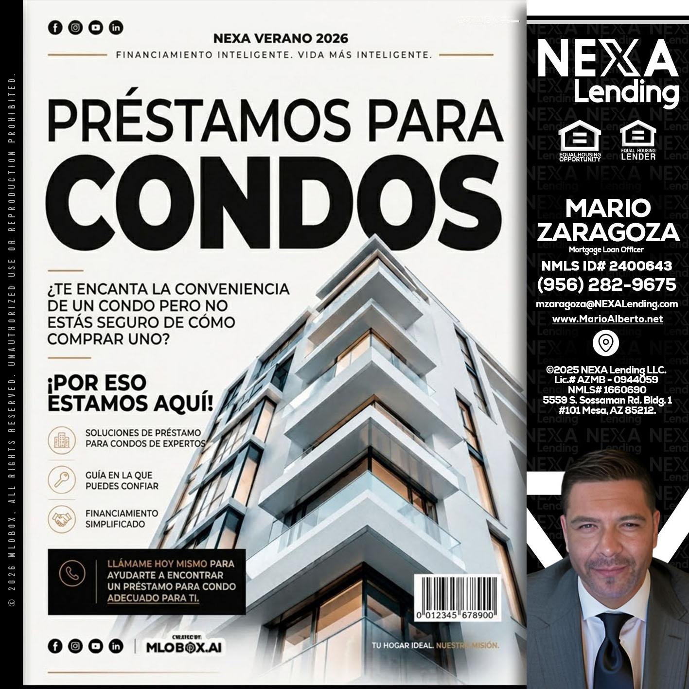 PRESTAMOS PARA CONDOS - Mario Zaragoza -Mortgage Loan Officer