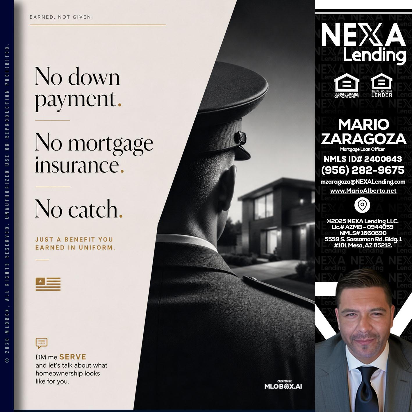 NO DOWN PAYMENT - Mario Zaragoza -Mortgage Loan Officer