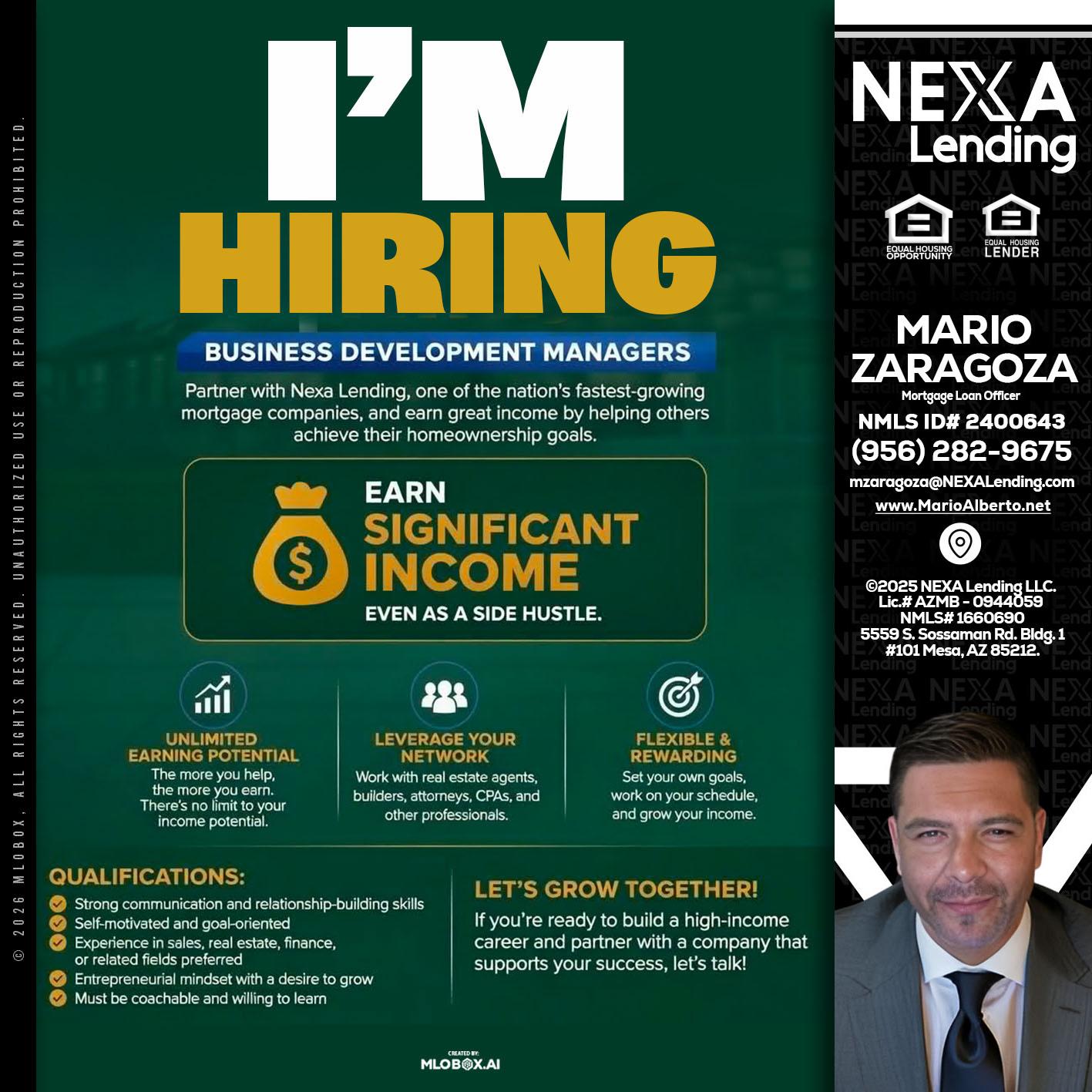 IM HIRING - Mario Zaragoza -Mortgage Loan Officer
