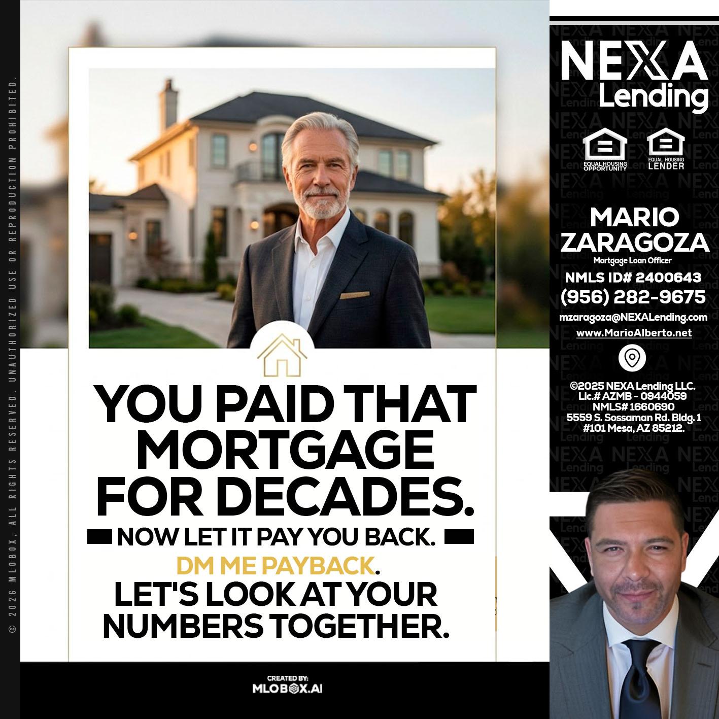YOU PAID THAT MORTGAGE - Mario Zaragoza -Mortgage Loan Officer