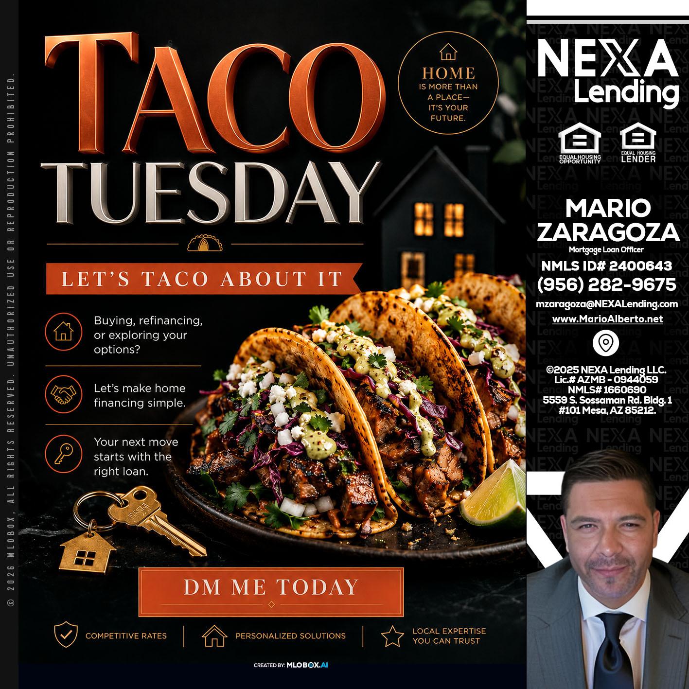 TACO TUESDAY - Mario Zaragoza -Mortgage Loan Officer