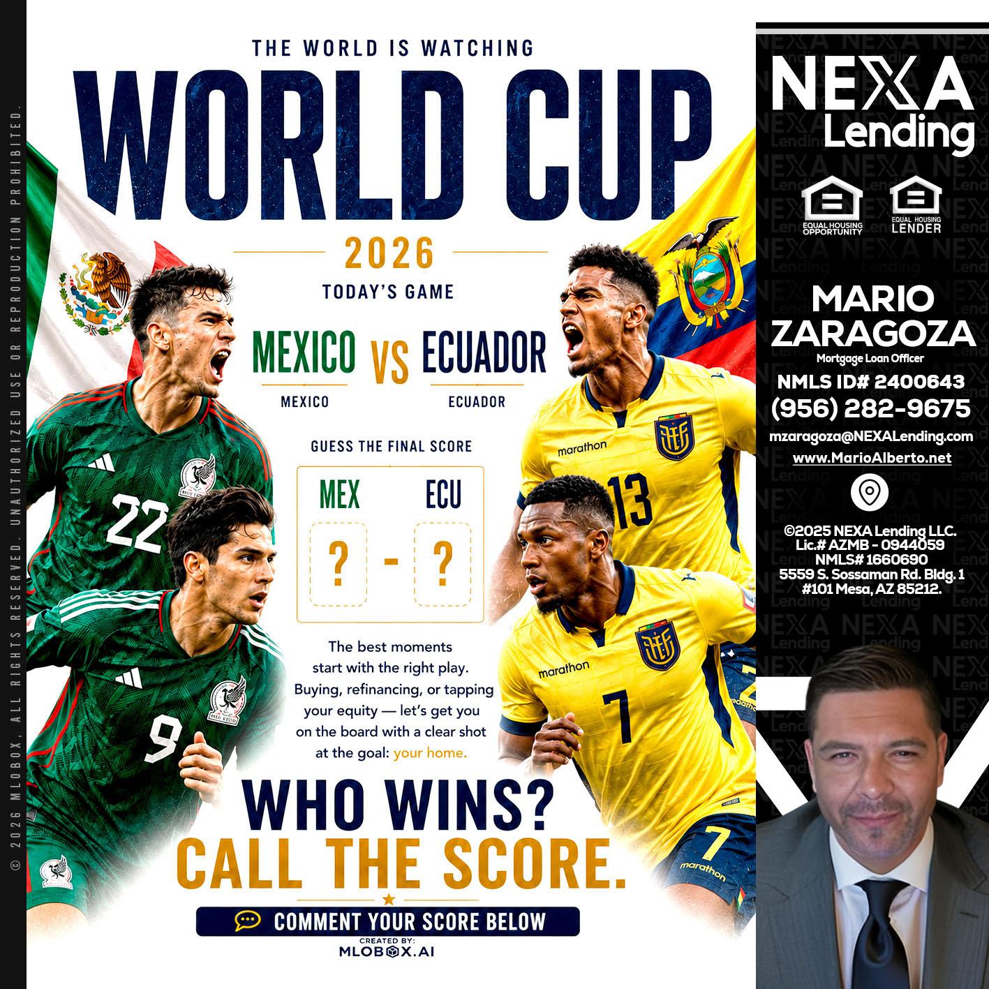 WORLD CUP 2026 - Mario Zaragoza -Mortgage Loan Officer