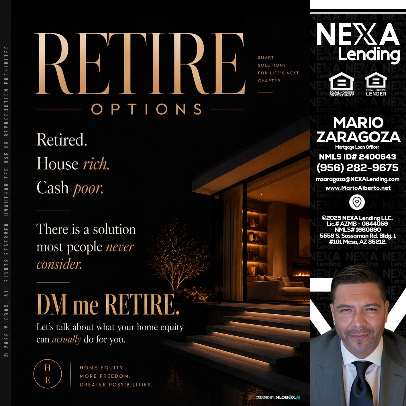 RETIRE LOANS - Mario Zaragoza -Mortgage Loan Officer