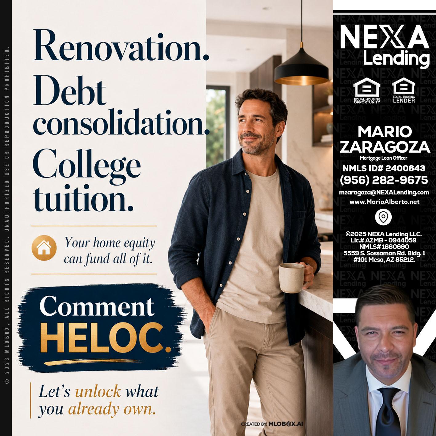 RENOVATION DEBT - Mario Zaragoza -Mortgage Loan Officer