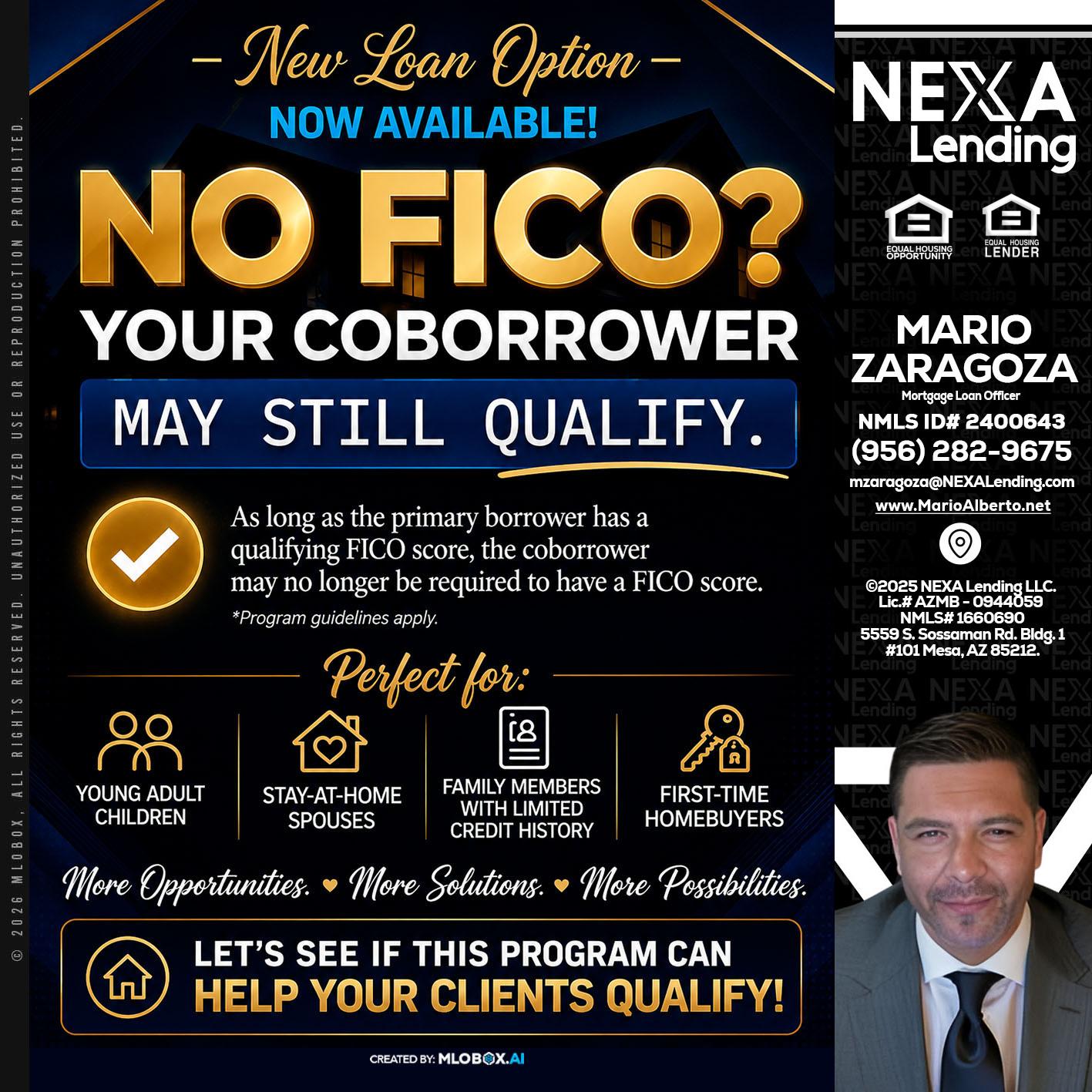 NO FICO - Mario Zaragoza -Mortgage Loan Officer