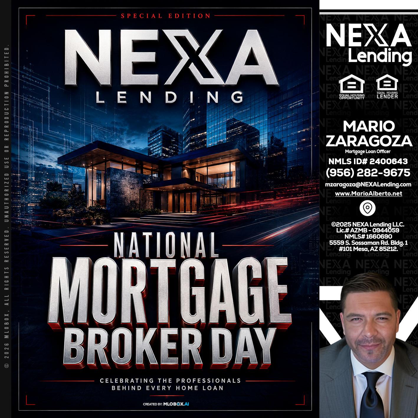 NATIONAL MORTGAGE BROKER DAY - Mario Zaragoza -Mortgage Loan Officer
