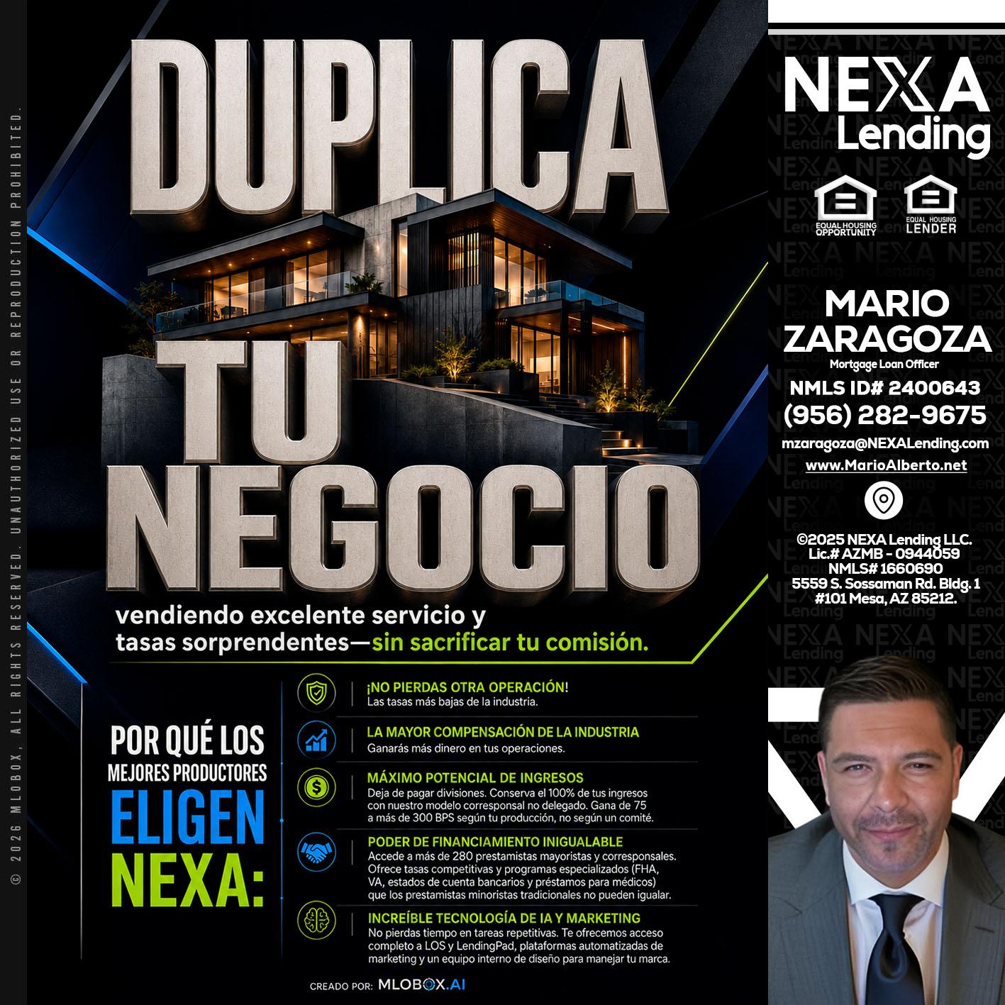 DUPLICA TU NEGOCIO - Mario Zaragoza -Mortgage Loan Officer