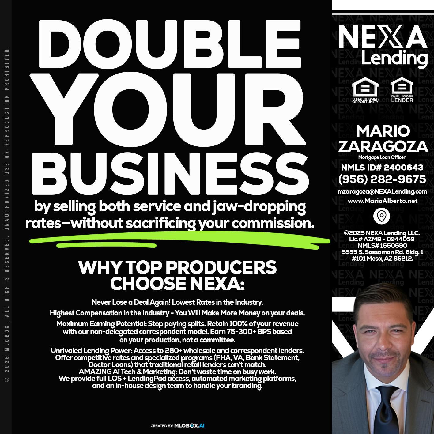 DOUBLE YOUR BUSINESS - Mario Zaragoza -Mortgage Loan Officer