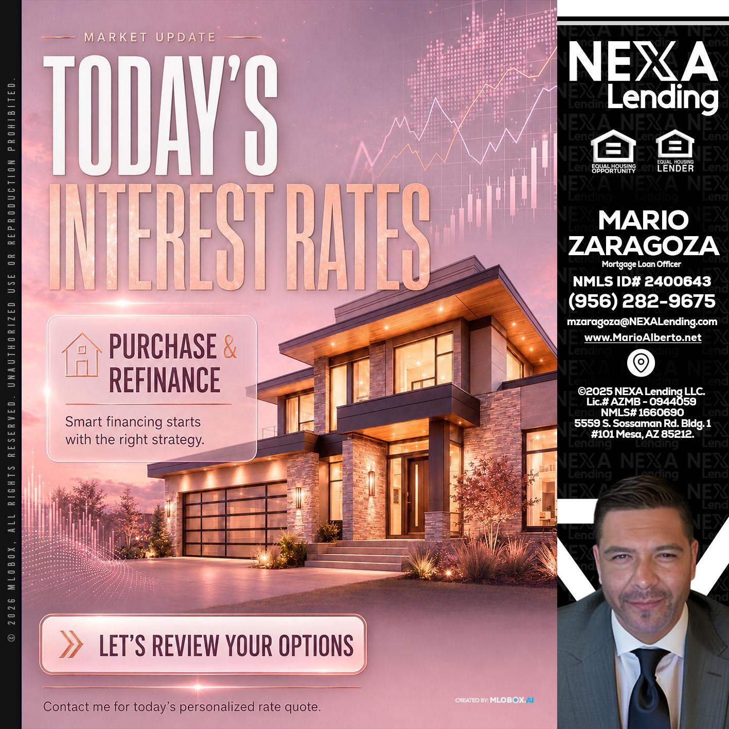 todays interest rates - Mario Zaragoza -Mortgage Loan Officer