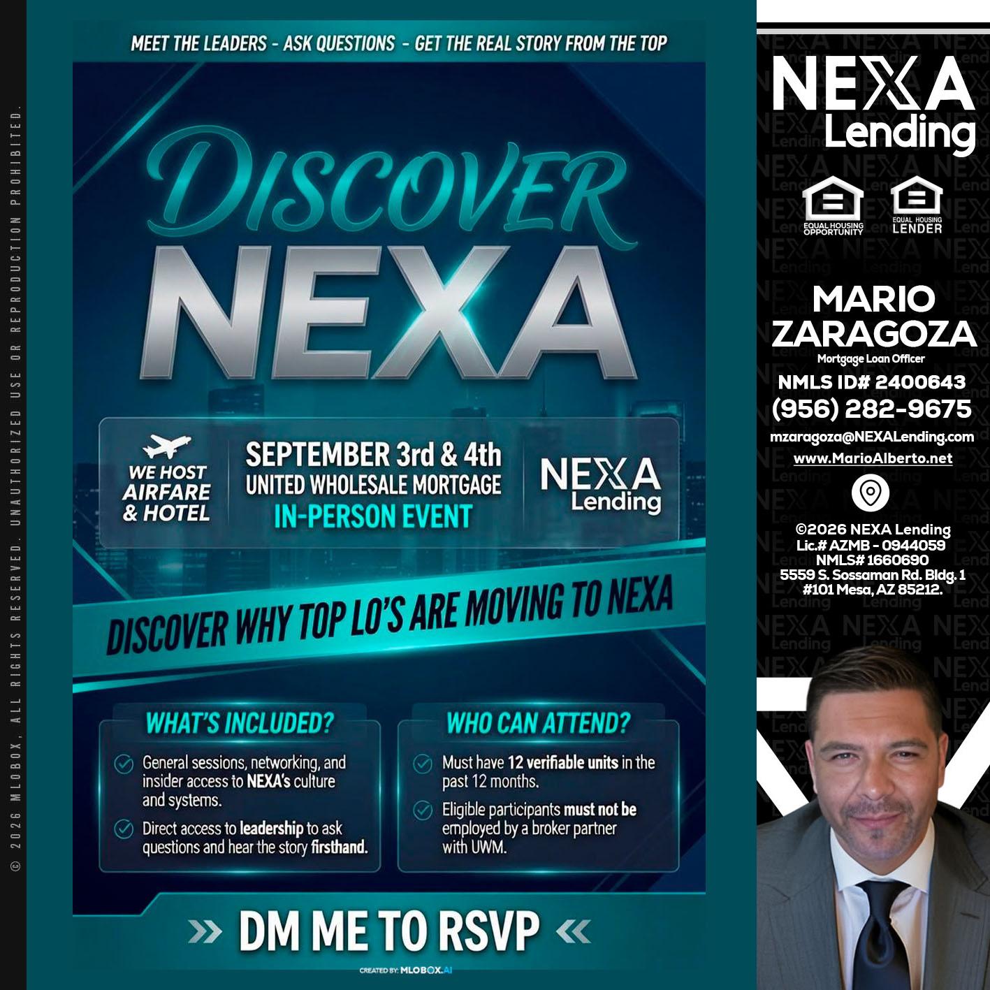 DISCOVER NEXA - Mario Zaragoza -Mortgage Loan Officer