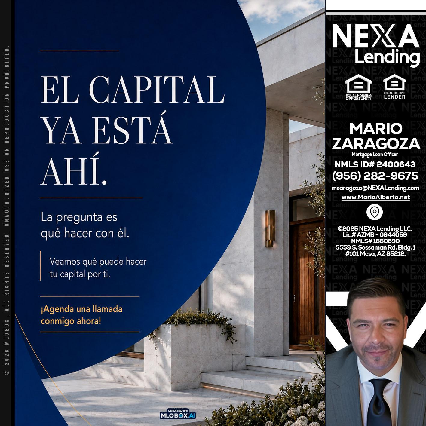 el capital ya esta ahi - Mario Zaragoza -Mortgage Loan Officer
